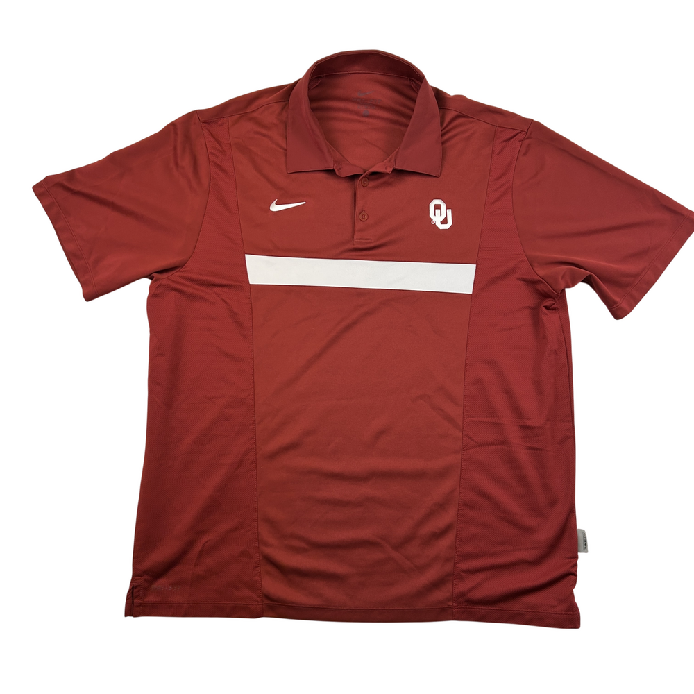 Nike Dri-Fit Polo Shirt Mens XL Oklahoma Sooners Football Golf Red OU